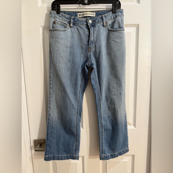 GAP Boot Cut Cropped  Blue Jeans Size 6 Stretch Cotton Classic Casual Denim Chic - Picture 3 of 6